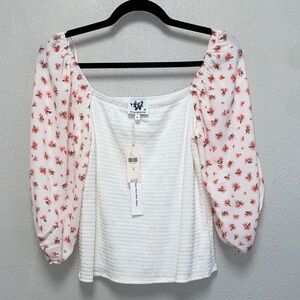 Who Wear What When Why By Anthropologie Floral Smocked Puffy Sleeves Top 3659